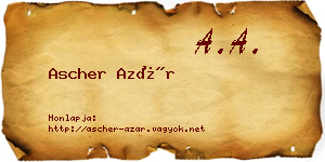 Ascher Azár névjegykártya